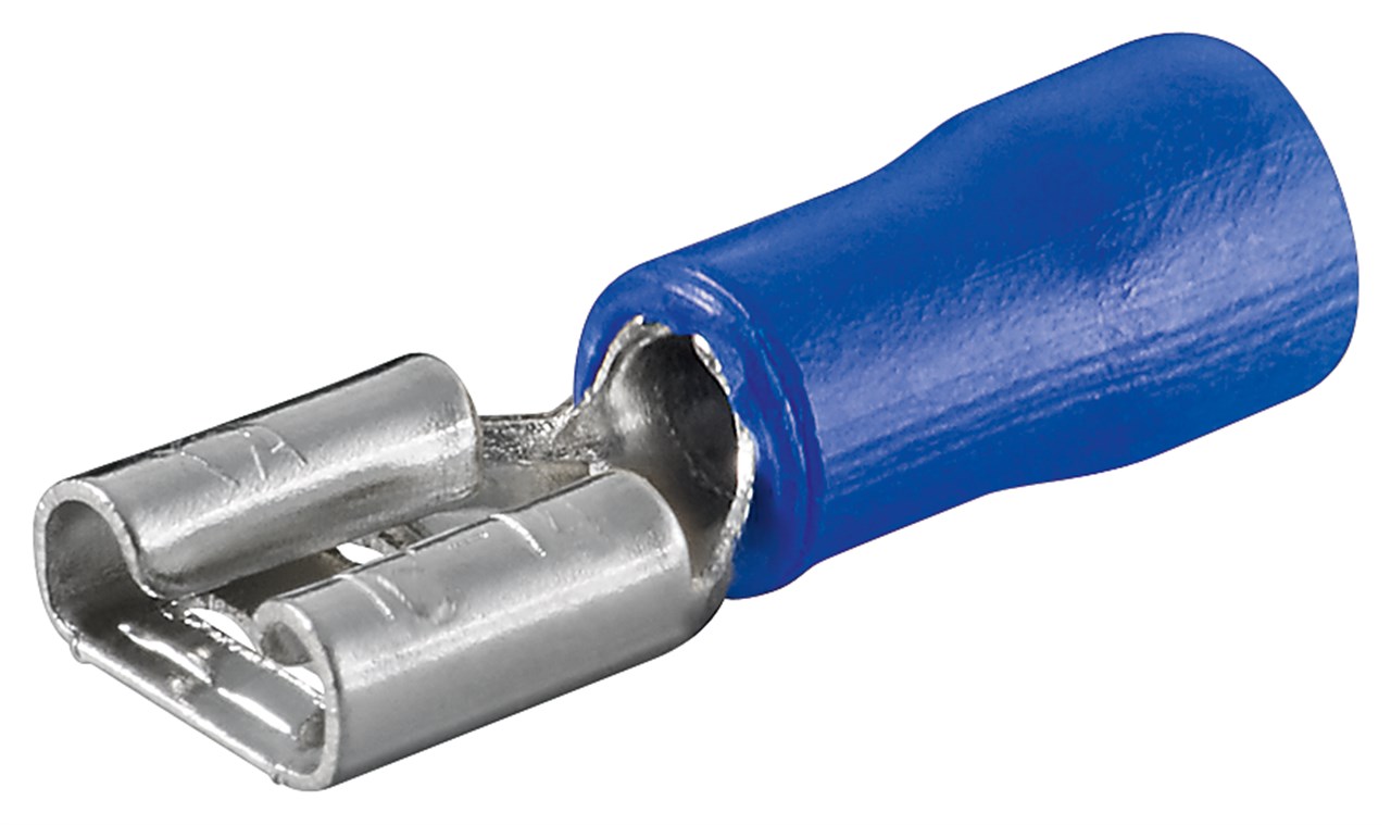 Flachsteckhülse, Blau Flachsteckhülse, Blau - Farbversion Blau - Steckmaß: 6,4 mm x 0,8 mm, 15 A