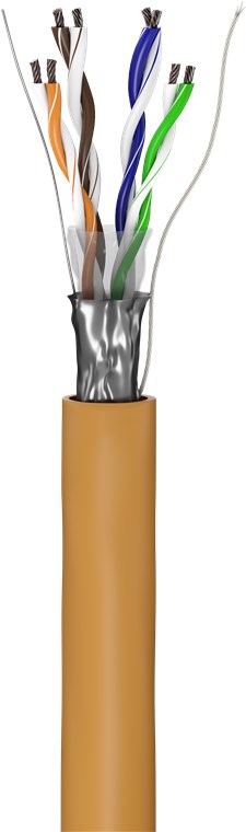 CAT 5e Netzwerkkabel, F/UTP, 100 m - Farbversion Orange - Kupferkaschierter Aluminiumleiter (CCA), AWG 26/7 (stranded), PVC-Kabelmantel CAT 5e Netzwerkkabel, F/UTP, 100 m - Farbversion Orange - Kupferkaschierter Aluminiumleiter (CCA), AWG 26/7 (stranded), PVC-Kabelmantel