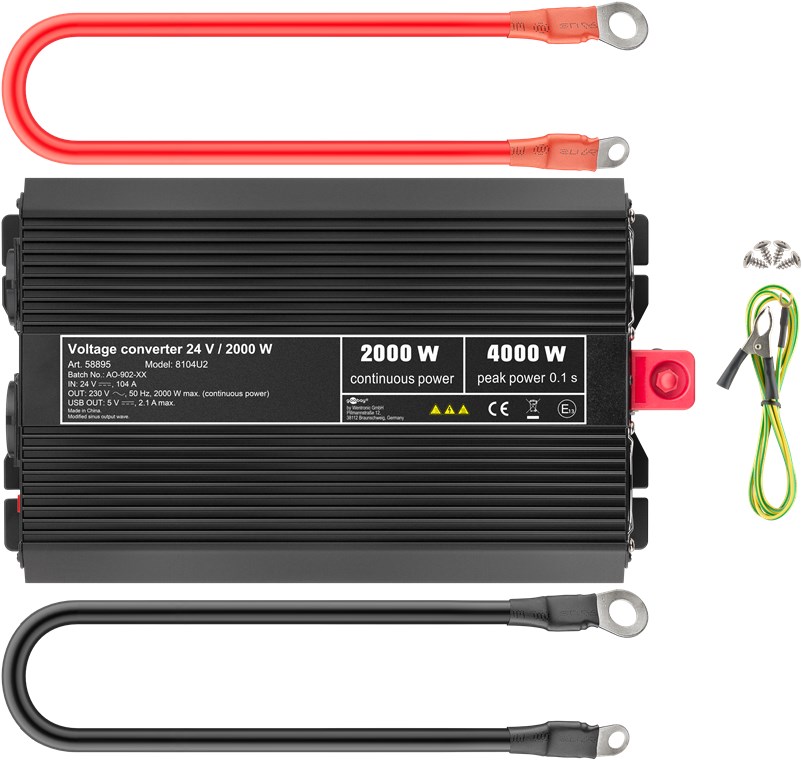 Spannungswandler 24V / 2000 W - wandelt 24 V DC in 230 V AC um