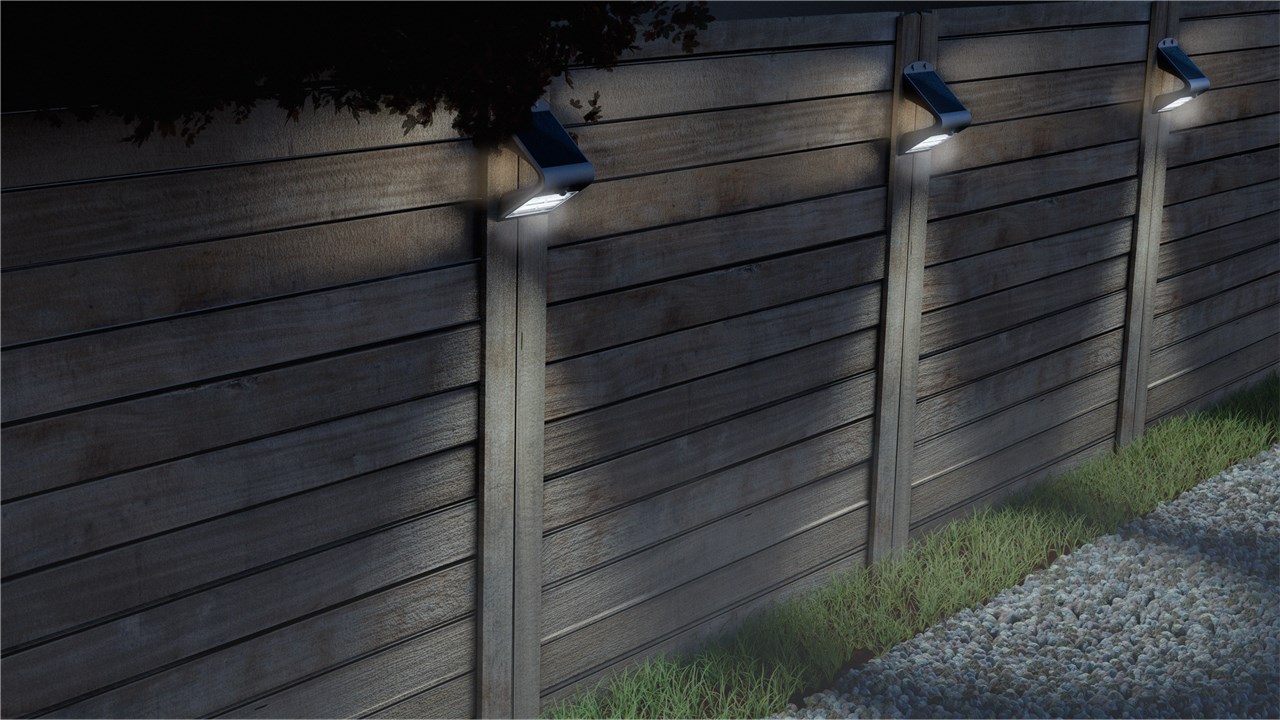 LED-Solar-Wandleuchte mit Bewegungsmelder, 3,2 W, schwarz - Farbversion - Lichtlösung für Hauseingänge, Carports und Treppen