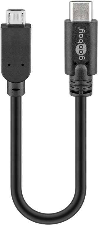 USB 2.0 Kabel USB-C™ auf Micro-B 2.0, schwarz - Kabellänge 0.2 m - USB 2.0-Micro-Stecker (Typ B) > USB-C™-Stecker