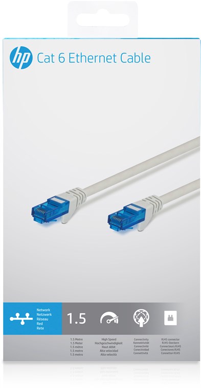 Cat 6 Netzwerkkabel - Kabellänge 1.5 m - verbindet das Notebook mit einem kabelgebundenen, lokalen Netzwerk