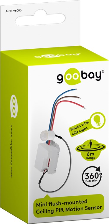 Infrarot-Bewegungsmelder - zur Unterputz-Deckenmontage, 360° Erfassung, 6 m Reichweite, für innen (IP20), LED geeignet Infrarot-Bewegungsmelder - zur Unterputz-Deckenmontage, 360° Erfassung, 6 m Reichweite, für innen (IP20), LED geeignet