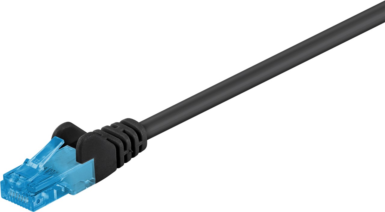 CAT 6A Patchkabel, U/UTP, Schwarz, 3 m CAT 6A Patchkabel, U/UTP, Schwarz, 1,5 m - Kabellänge 1.5 m - Kupferleiter (CU), halogenfreier Kabelmantel (LSZH)