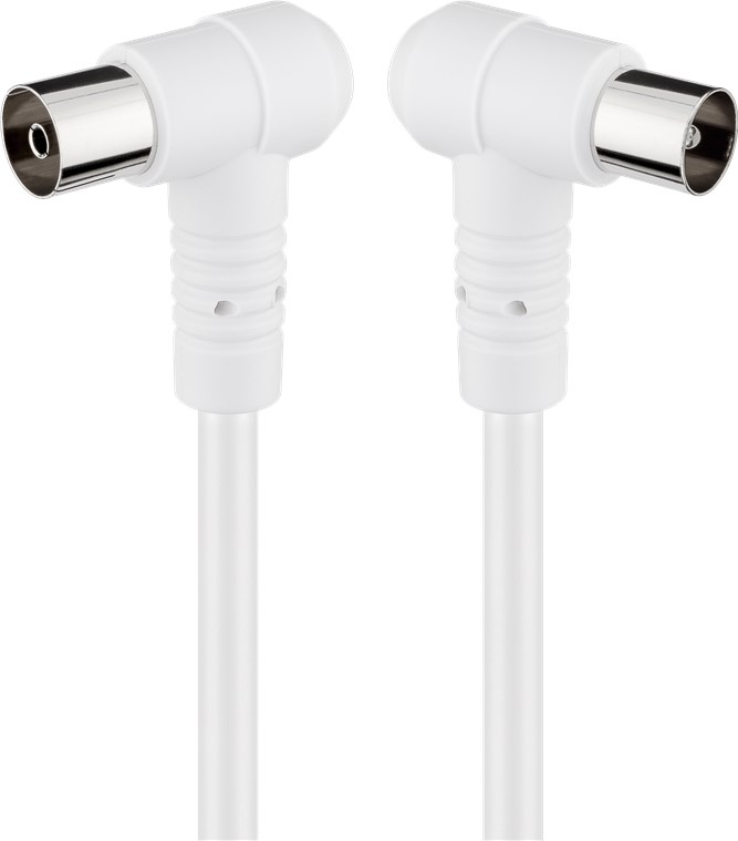 Gewinkeltes Antennenkabel (80 dB), 2x geschirmt - Kabellänge 1.5 m - Koax-Stecker 90° > Koax-Buchse 90° (vollständig geschirmt)