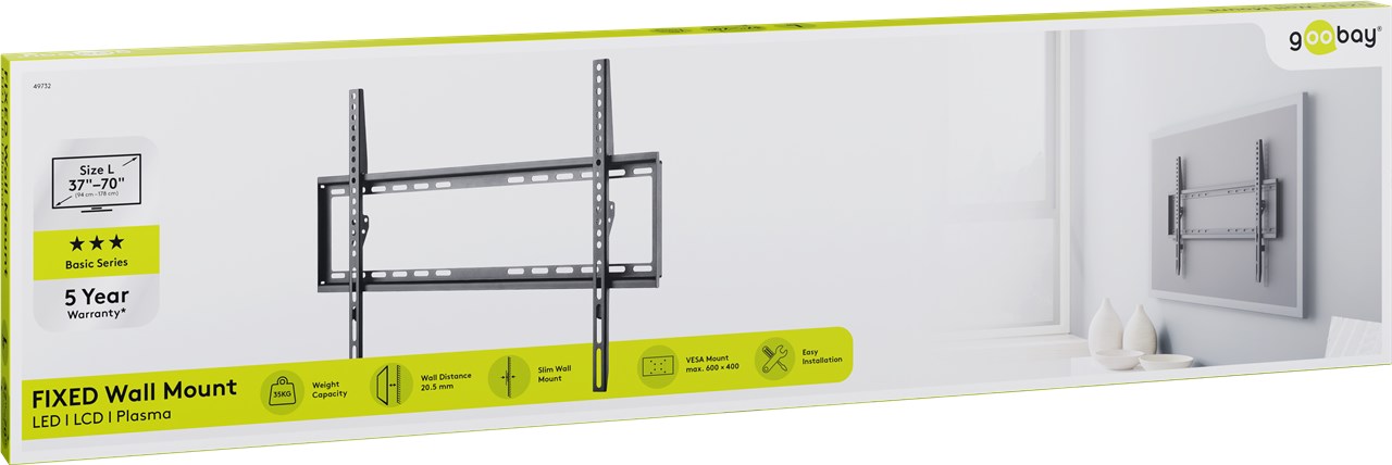 TV-Wandhalterung Basic FIXED (L) - für Fernseher von 37" bis 70" (94-178 cm) bis 35kg TV-Wandhalterung Basic FIXED (L) - für Fernseher von 37" bis 70" (94-178 cm) bis 35kg