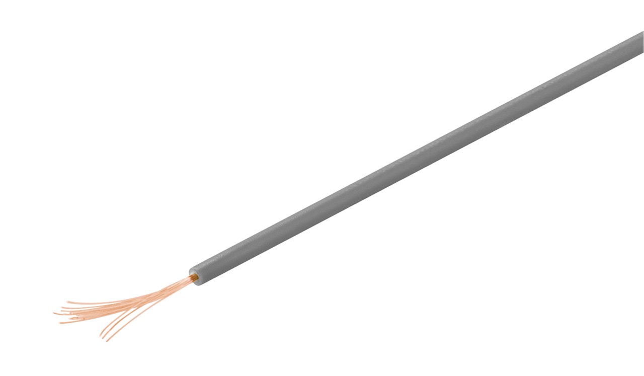 Kupferlitze isoliert - Farbversion Grau - 1-adrig; mehrdrahtig (18 x 0,1 mm) Kupferlitze isoliert - Farbversion Grau - 1-adrig; mehrdrahtig (18 x 0,1 mm)