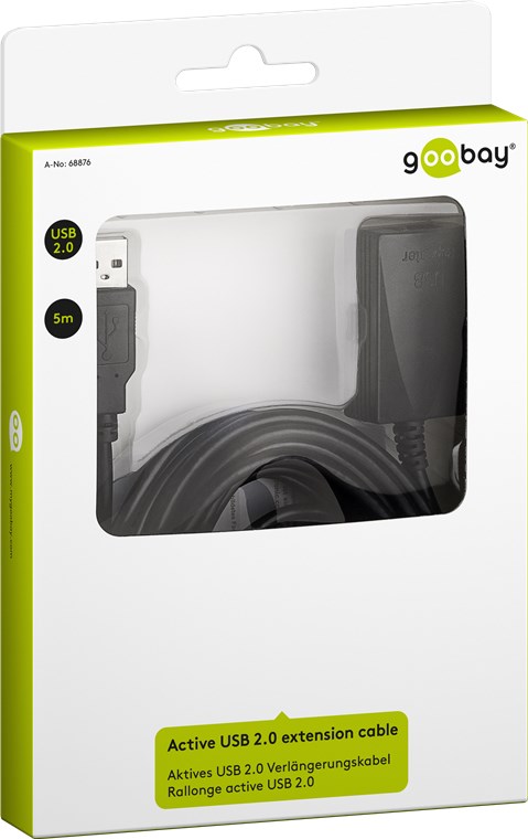 Aktives USB 2.0 Verlängerungskabel, Schwarz - Kabellänge 5 m - USB 2.0-Stecker (Typ A) > USB 2.0-Buchse (Typ A) Aktives USB 2.0 Verlängerungskabel, Schwarz - Kabellänge 5 m - USB 2.0-Stecker (Typ A) > USB 2.0-Buchse (Typ A)