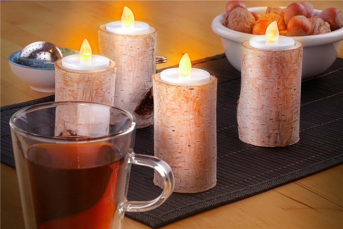 4er-Set LED-Teelichter mit Timer - wunderschöne und sichere Lichtlösung für viele Bereiche wie Haus und Loggia, Büros oder Schulen 4er-Set LED-Teelichter mit Timer - wunderschöne und sichere Lichtlösung für viele Bereiche wie Haus und Loggia, Büros oder Schulen