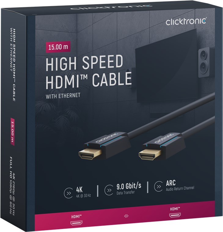 High-Speed-HDMI™-Kabel - Kabellänge 15 m - Premium-Kabel|1x HDMI™-Stecker 1x HDMI™-Stecker|15,0 m|UHD 4K @ 30 Hz High-Speed-HDMI™-Kabel - Kabellänge 15 m - Premium-Kabel|1x HDMI™-Stecker 1x HDMI™-Stecker|15,0 m|UHD 4K @ 30 Hz