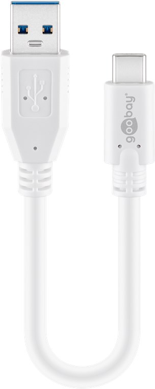 USB-C™ auf USB A 3.0 Kabel, weiß - Kabellänge 0.2 m - USB 3.0-Stecker (Typ A) > USB-C™-Stecker