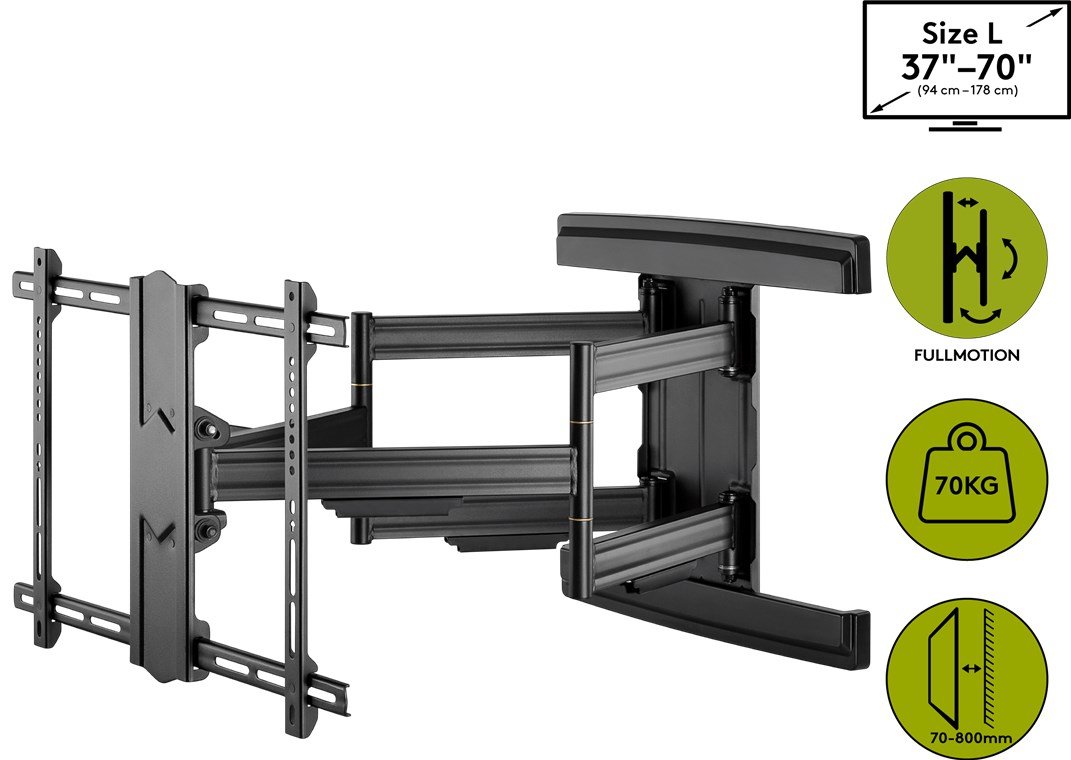 TV-Wandhalterung Pro FULLMOTION (L) wide Range - für Fernseher von 37" bis 70" (94-178 cm) , vollbeweglich (schwenkbar und neigbar) bis 70kg