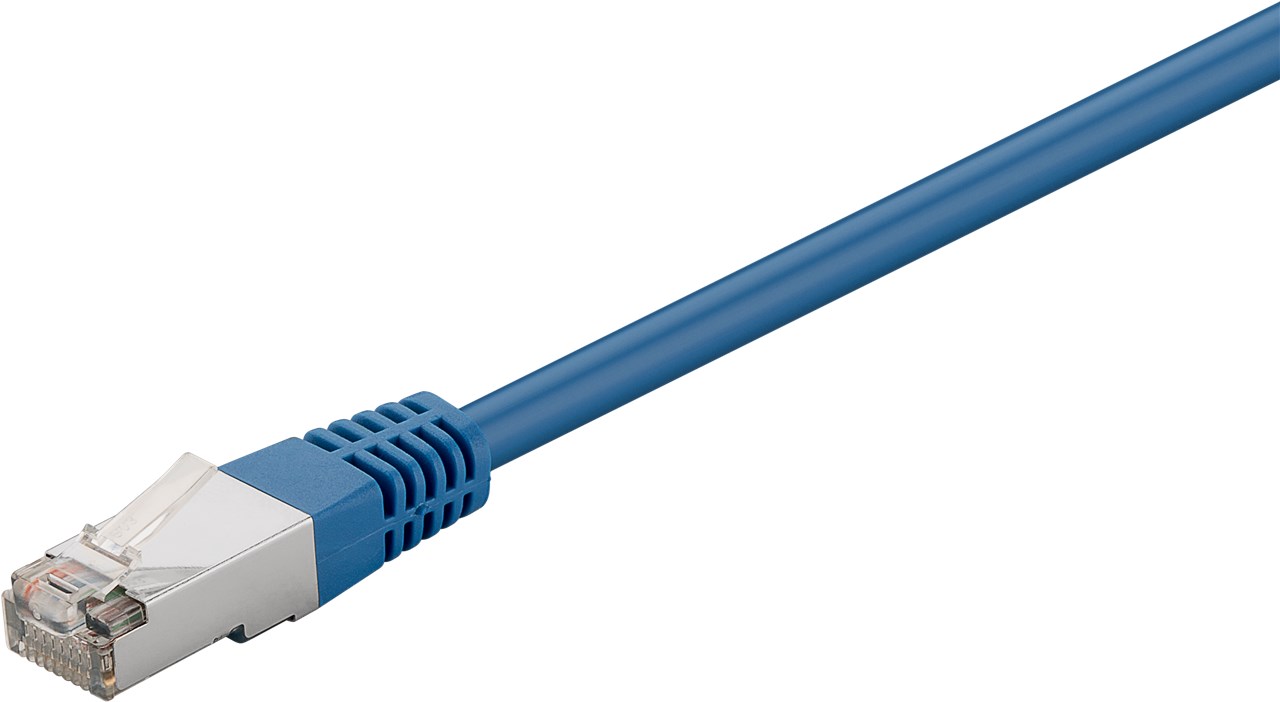 CAT 5e Patchkabel, F/UTP, Blau, 0,5 m - Kabellänge 0.5 m - Kupferkaschierter Aluminiumleiter (CCA), ohne Rastnasenschutz CAT 5e Patchkabel, F/UTP, Blau, 0,5 m - Kabellänge 0.5 m - Kupferkaschierter Aluminiumleiter (CCA), ohne Rastnasenschutz