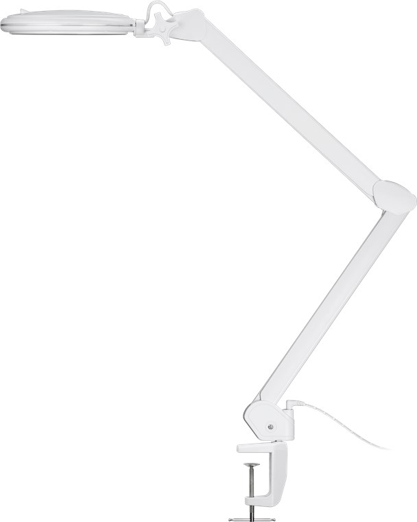 LED Klemm-Lupenleuchte, 1~9W - 127 mm Glaslinse, 1,75-fache Vergrößerung, 3 Dioptrien, 860 lm, 6 Stufen dimmbar LED Klemm-Lupenleuchte, 1~9W - 127 mm Glaslinse, 1,75-fache Vergrößerung, 3 Dioptrien, 860 lm, 6 Stufen dimmbar
