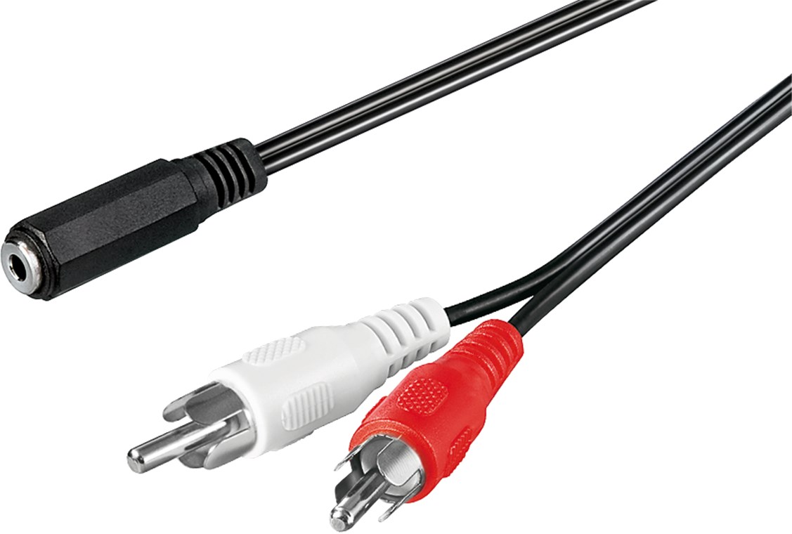 Audio Kabeladapter 3,5 mm Buchse zu Cinch-Stecker Audio Kabeladapter 3,5 mm Buchse zu Cinch-Stecker - Kabellänge 1.4 m - Klinke 3,5 mm Buchse (3-Pin, stereo) > 2x Cinch-Stecker (Audio links/rechts)