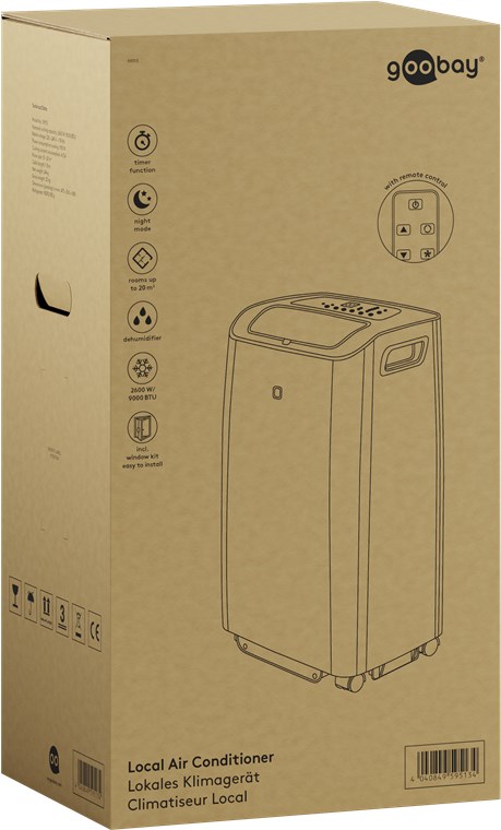 Lokales KlimageraÌˆt 9000 BTU/2600 W mit Fernbedienung und Timer - leistungsstarker Luftkühler für ein angenehmes Raumklima