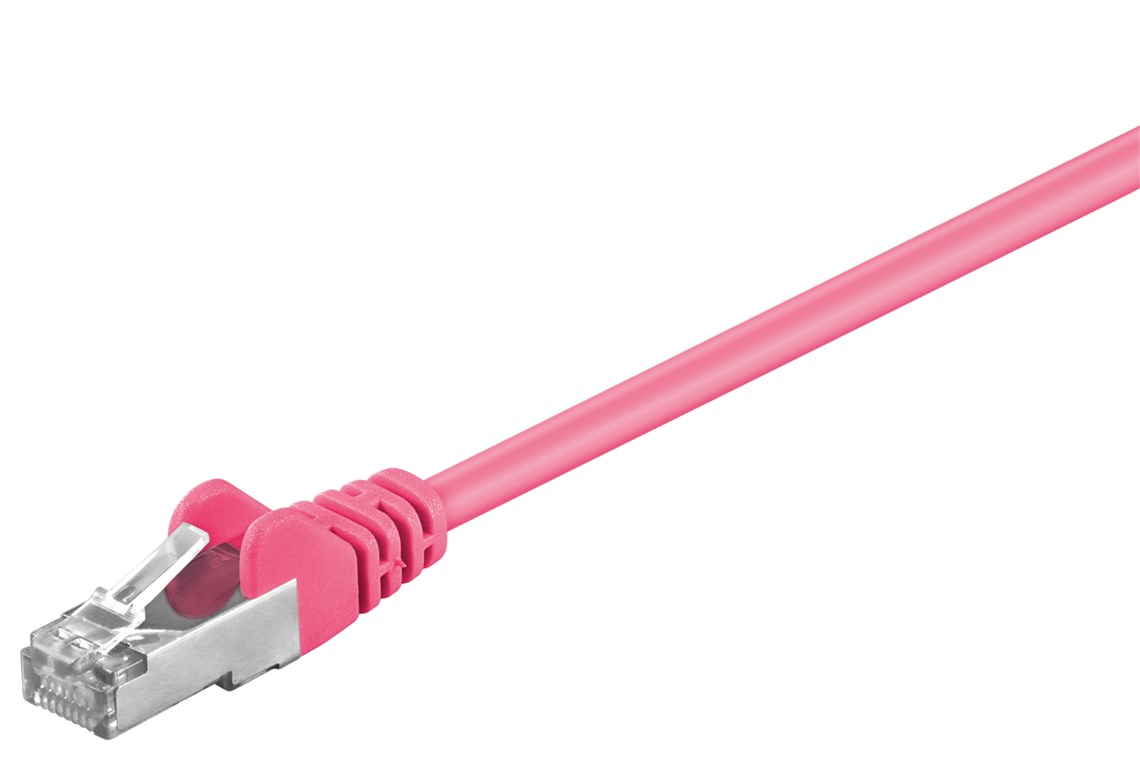 CAT 5e Patchkabel, SF/UTP, Magenta, 0,25 m - Kabellänge 0.25 m - Kupferkaschierter Aluminiumleiter (CCA)