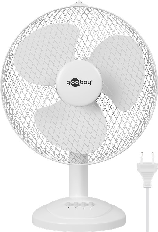 12 Zoll Tischventilator 12 Zoll Tischventilator - Farbversion Weiß - oszillierender, leiser Luftkühler mit Stromkabel