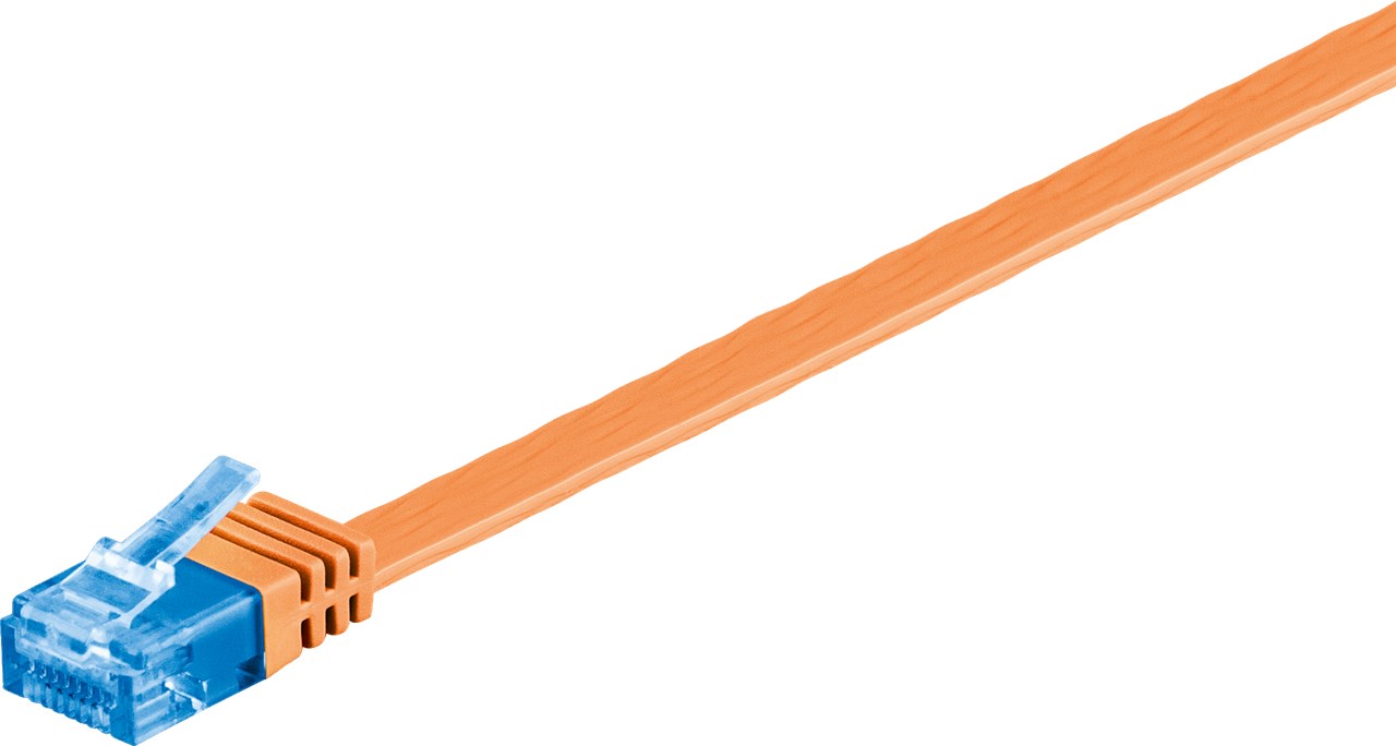 CAT 6A Flach-Patchkabel, U/UTP, Orange, 0,5 m - Kabellänge 0.5 m - Kupferleiter (CU) CAT 6A Flach-Patchkabel, U/UTP, Orange, 0,5 m - Kabellänge 0.5 m - Kupferleiter (CU)