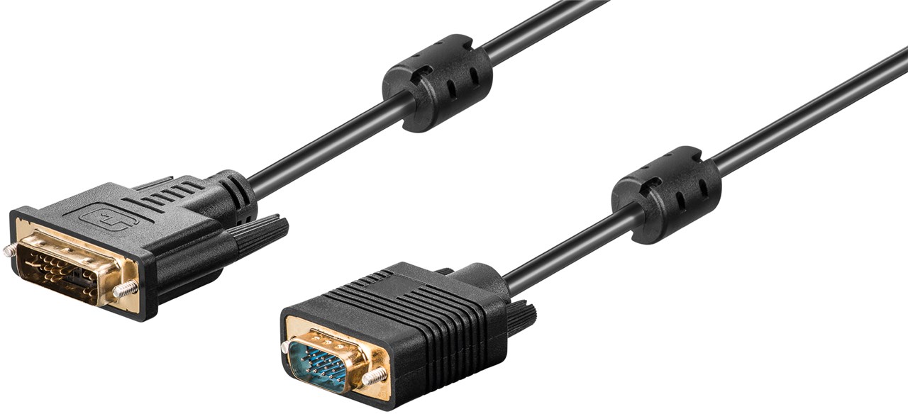 DVI-I/VGA Full HD Kabel, vergoldet - Kabellänge 3 m - DVI-A-Stecker (12+5 pin) > VGA-Stecker (15-polig)