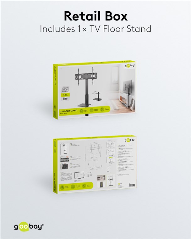 TV-Bodenständer Basic (Größe L) - für Fernseher und Monitore zwischen 37 und 70 Zoll (94-178 cm) bis 40 kg, schwenkbar TV-Bodenständer Basic (Größe L) - für Fernseher und Monitore zwischen 37 und 70 Zoll (94-178 cm) bis 40 kg, schwenkbar