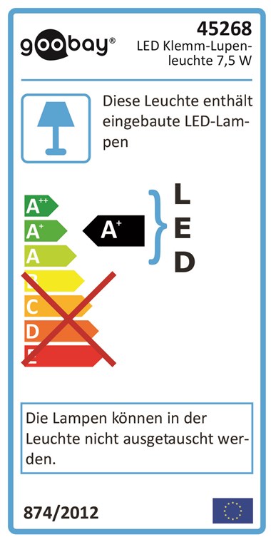 LED Klemm-Lupenleuchte 7,5 W - 127 mm Kristall-Glaslinse, 1,75-fache Vergrößerung, 3 Dioptrien, 520 lm LED Klemm-Lupenleuchte 7,5 W - 127 mm Kristall-Glaslinse, 1,75-fache Vergrößerung, 3 Dioptrien, 520 lm
