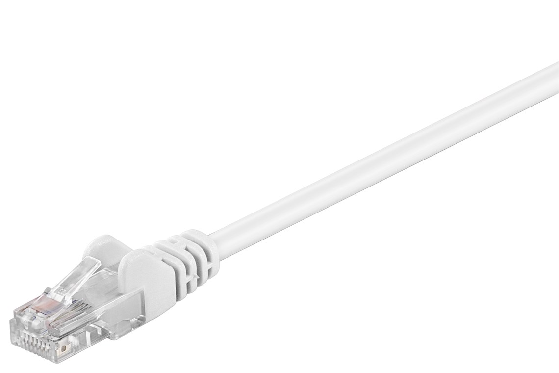 CAT 5e Patchkabel, U/UTP, weiß, 1 m CAT 5e Patchkabel, U/UTP, weiß, 3 m - Kabellänge 3 m - Kupferkaschierter Aluminiumleiter (CCA)