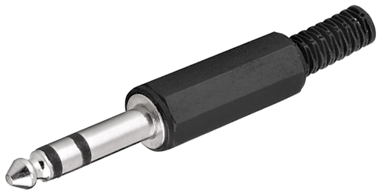 Klinkenstecker - 6,35 mm - stereo - Anschluss, Typ Klinke 6,35 mm Stecker (3-Pin, stereo) - Plastikausführung mit Knickschutz Klinkenstecker - 6,35 mm - stereo - Anschluss, Typ Klinke 6,35 mm Stecker (3-Pin, stereo) - Plastikausführung mit Knickschutz
