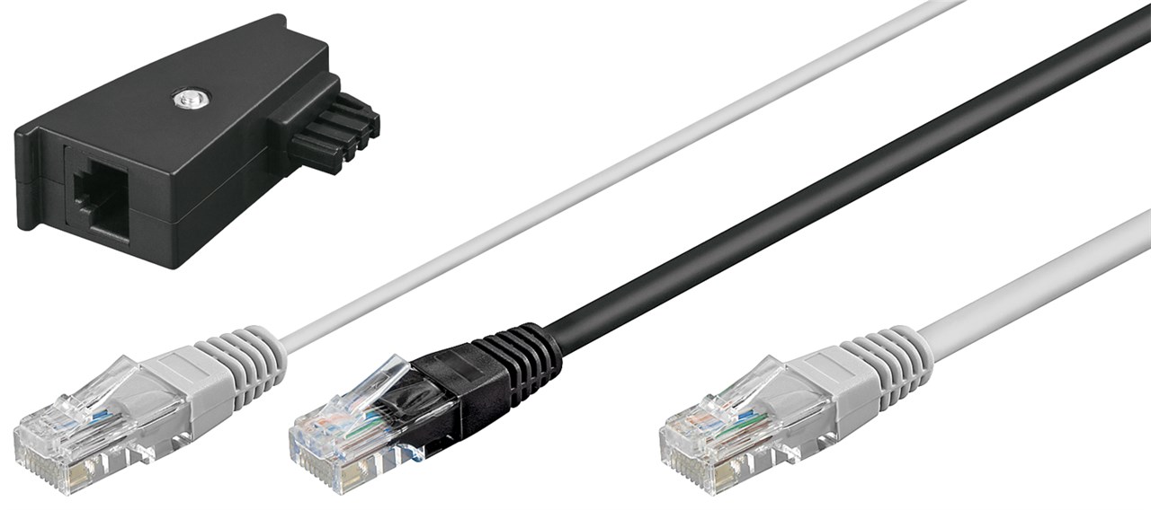 TAE Telefon Adapter Stecker TAE Telefon Adapter Stecker - 2x RJ45-Stecker > RJ45-Stecker (8P8C) + TAE-F-Stecker