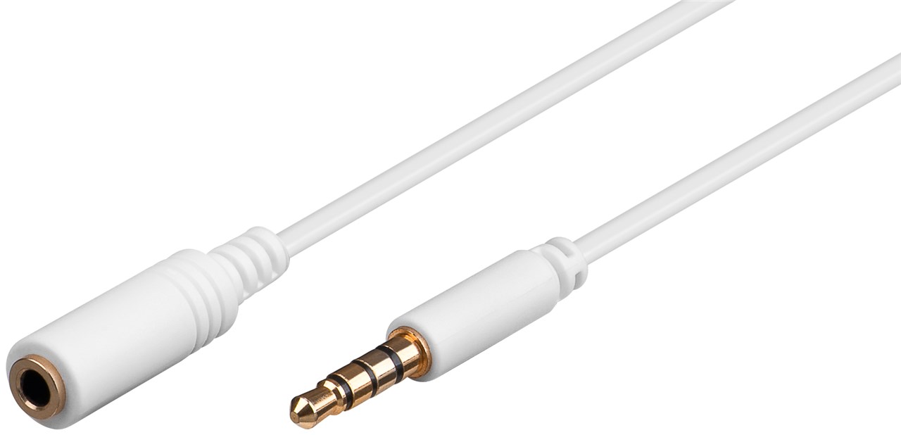 Kopfhörer- und Audio Verlängerungskabel AUX, 4-pol. 3,5 mm slim, CU Kopfhörer- und Audio Verlängerungskabel AUX, 4-pol. 3,5 mm slim, CU - Kabellänge 0.5 m - Klinke 3,5 mm Stecker (4-Pin, stereo) > Klinke 3,5 mm Buchse (4-Pin, stereo)