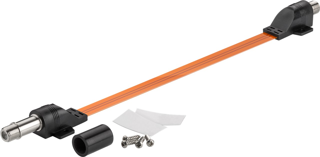 Wasserdichte SAT Fensterdurchführung, extrem flach (0,3 mm) - Kabellänge 0.2 m - F-Buchse > F-Buchse