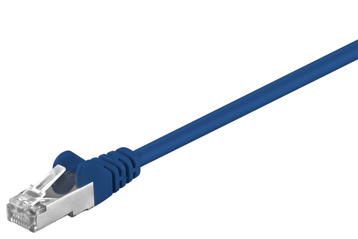 CAT 5e Patchkabel, SF/UTP, Blau, 2 m CAT 5e Patchkabel, F/UTP, Blau, 0,25 m - Kabellänge 0.25 m - Kupferkaschierter Aluminiumleiter (CCA)