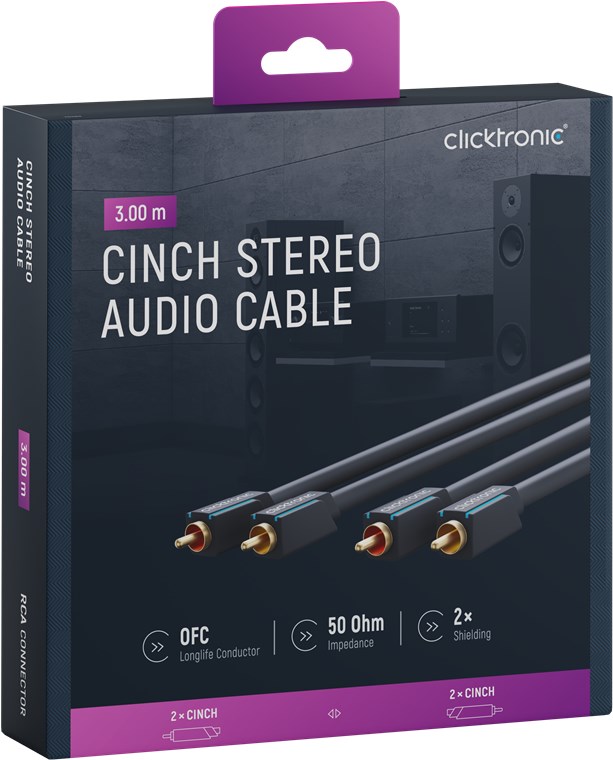 Cinch-Kabel, stereo - Kabellänge 3 m - Premium-Kabel|2x Cinch-Stecker 2x Cinch-Stecker|3,0 m|OFC-Innenleiter