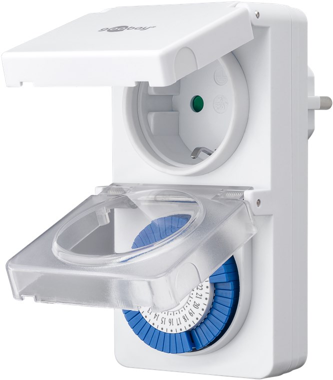 Analoge Zeitschaltuhr IP44 - leicht zu bedienende, mechanische Zeitschaltuhr für die Steckdose Analoge Zeitschaltuhr IP44 - leicht zu bedienende, mechanische Zeitschaltuhr für die Steckdose