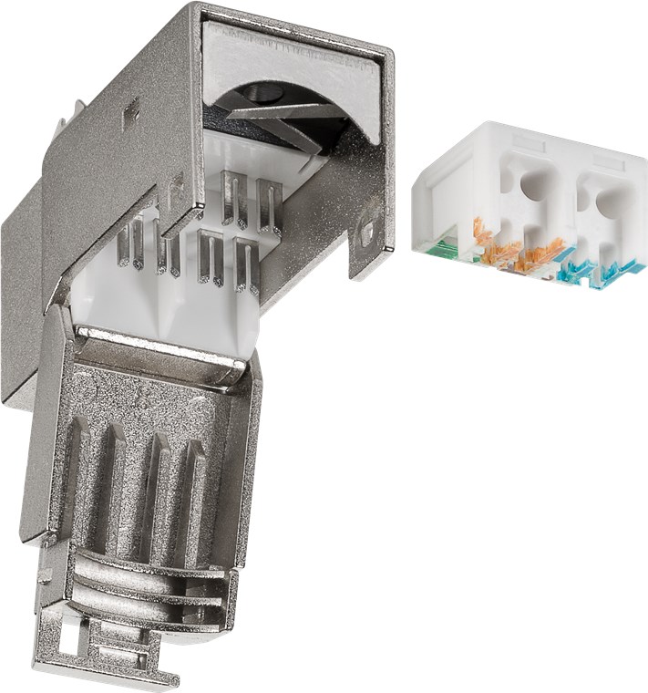 Keystone Modul RJ45 CAT 6, STP - 17,0 mm breit, Krokodil-Typ, Klemmleiste für werkzeugfreie LSA-Montage, Snap-In-System