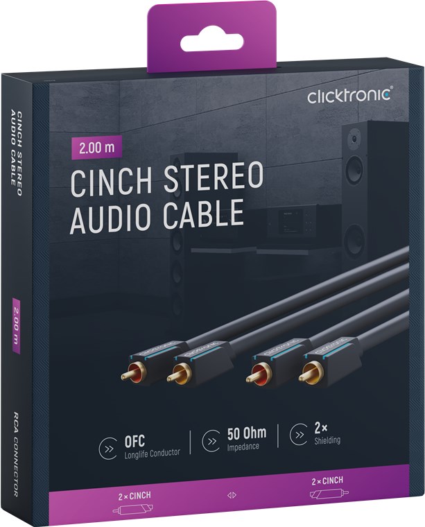 Cinch-Kabel, stereo - Kabellänge 2 m - Premium-Kabel|2x Cinch-Stecker 2x Cinch-Stecker|2,0 m|OFC-Innenleiter Cinch-Kabel, stereo - Kabellänge 2 m - Premium-Kabel|2x Cinch-Stecker 2x Cinch-Stecker|2,0 m|OFC-Innenleiter