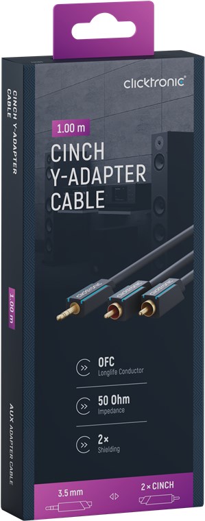 3,5-mm-AUX-auf-Cinch-Adapterkabel, stereo - Kabellänge 1 m - Premium-Kabel|1x 3,5-mm-Klinken-Stecker 2x Cinch-Stecker|1,0 m|OFC-Innenleiter 3,5-mm-AUX-auf-Cinch-Adapterkabel, stereo - Kabellänge 1 m - Premium-Kabel|1x 3,5-mm-Klinken-Stecker 2x Cinch-Stecker|1,0 m|OFC-Innenleiter