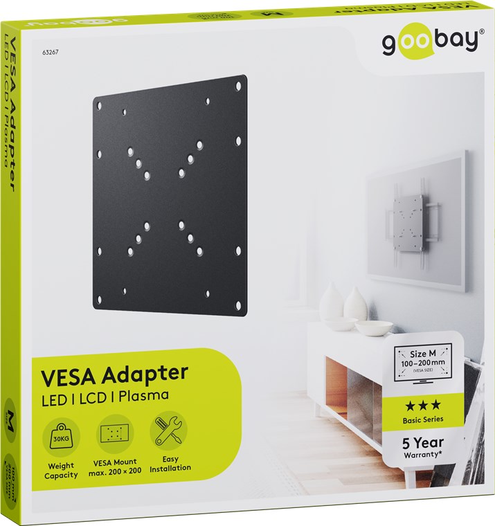 VESA-Adapter für TV-Wandhalterung - zur Adaptierung der VESA-Maße von Wandhalter zum Fernseher auf maximal 200x200 mm.