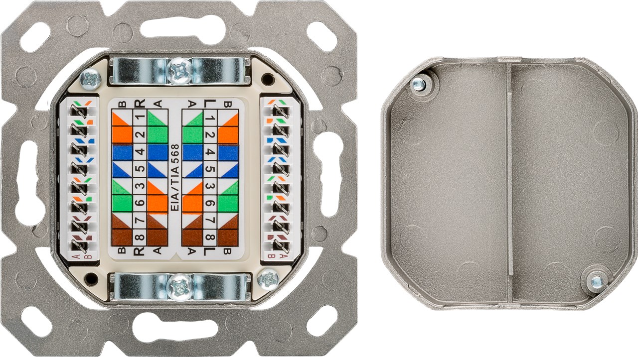 CAT 6a Universaldose inkl. Aufputzmontage-Rahmen - Farbversion Weiß - 2x RJ45-Anschlüsse, geschirmt, Klemmleiste für werkzeugfreie LSA-Montage CAT 6a Universaldose inkl. Aufputzmontage-Rahmen - Farbversion Weiß - 2x RJ45-Anschlüsse, geschirmt, Klemmleiste für werkzeugfreie LSA-Montage