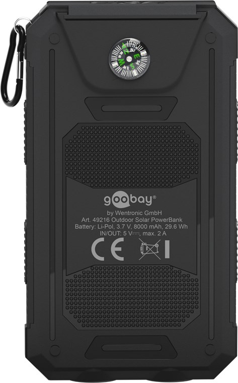 Outdoor Powerbank 8.0 (8.000 mAh) - für Outdoor-Abenteuer dank robustem Design, Solarpanel und Taschenlampenfunktion Outdoor Powerbank 8.0 (8.000 mAh) - für Outdoor-Abenteuer dank robustem Design, Solarpanel und Taschenlampenfunktion