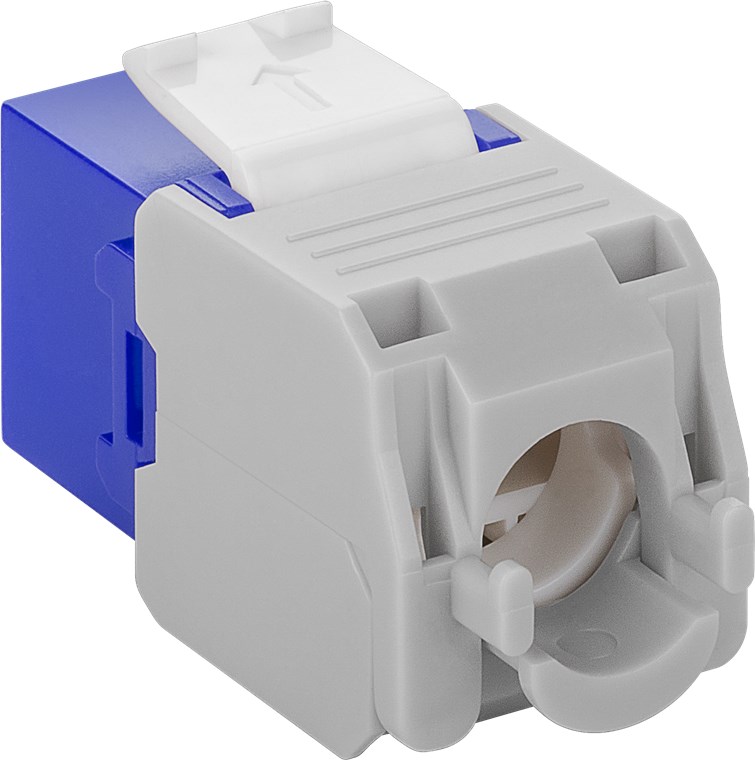 Keystone Modul RJ45 CAT 6A, UTP - Farbversion Blau - 16,5 mm breit, Krokodil-Typ, Klemmleiste für werkzeugfreie LSA-Montage