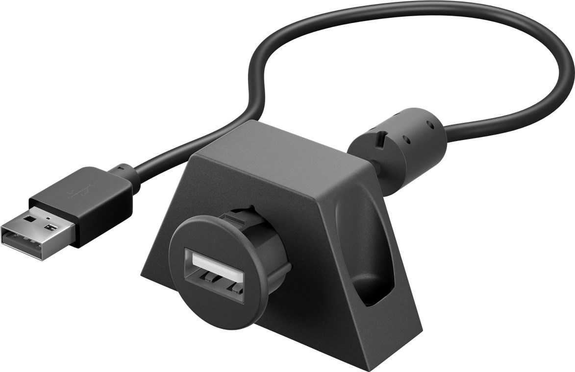 USB 2.0 Hi-Speed Verlängerungskabel mit Montagehalterung, Schwarz - Kabellänge 0.6 m - USB 2.0-Stecker (Typ A) > USB 2.0-Buchse (Typ A)