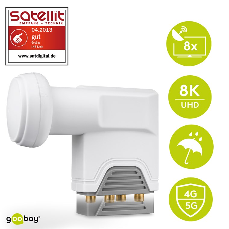 Universal Quattro LNB - digitaler SAT-LNB (DVB-S2) nur für den Einsatz mit Multischaltern (8K/4K/UHD/HDTV/3D Empfang) Universal Quattro LNB - digitaler SAT-LNB (DVB-S2) nur für den Einsatz mit Multischaltern (8K/4K/UHD/HDTV/3D Empfang)