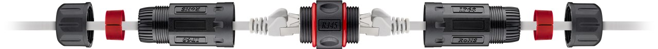 Outdoor (IP68) RJ45 Patchkabelkupplung/Netzwerkkabel Verbinder, CAT 6 - staub- und wasserdicht, 2x RJ45-Buchse (8P8C) Outdoor (IP68) RJ45 Patchkabelkupplung/Netzwerkkabel Verbinder, CAT 6 - staub- und wasserdicht, 2x RJ45-Buchse (8P8C)