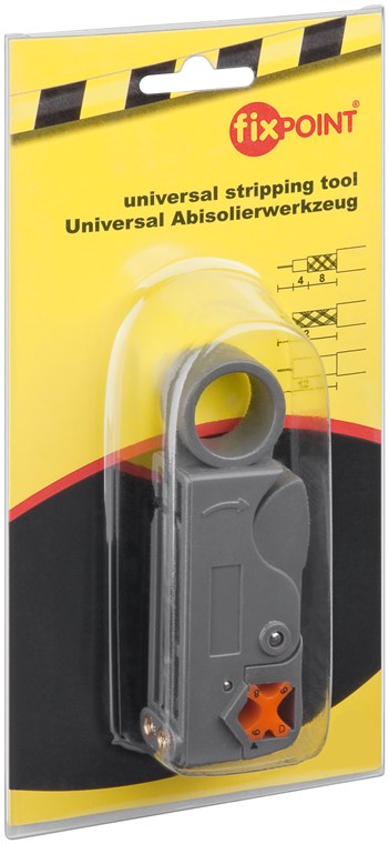 Abisolierwerkzeug mit 2 Klingen - Schnittlänge: min. 4 mm, 6 mm, 8 mm und max. 12 mm Abisolierwerkzeug mit 2 Klingen - Schnittlänge: min. 4 mm, 6 mm, 8 mm und max. 12 mm