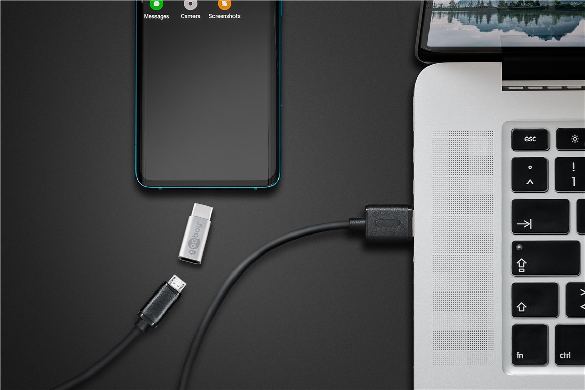 Adapter USB-C™ auf USB 2.0 Micro-B, silber - USB-C™-Stecker > USB 2.0-Micro-Buchse (Typ B)