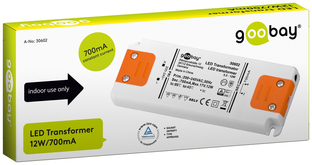 LED Konstantstrom-Trafo 700 mA / 12 W - 700 mA CC für LEDs bis 12 W Gesamtlast LED Konstantstrom-Trafo 700 mA / 12 W - 700 mA CC für LEDs bis 12 W Gesamtlast