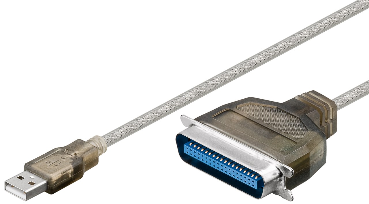 USB-Druckerkabel Transparent - Kabellänge 1.5 m - USB 2.0-Stecker (Typ A) > Centronics-Stecker (36-Pin)