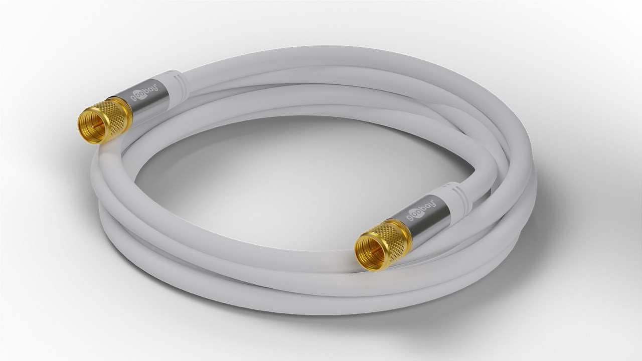 SAT Antennenkabel (135 dB typ), 4x geschirmt - Kabellänge 2 m - vergoldet, F-Stecker > F-Stecker