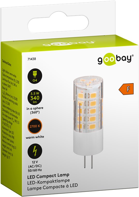 LED Kompaktlampe, 3,5 W - Sockel G4, warmweiß, nicht dimmbar